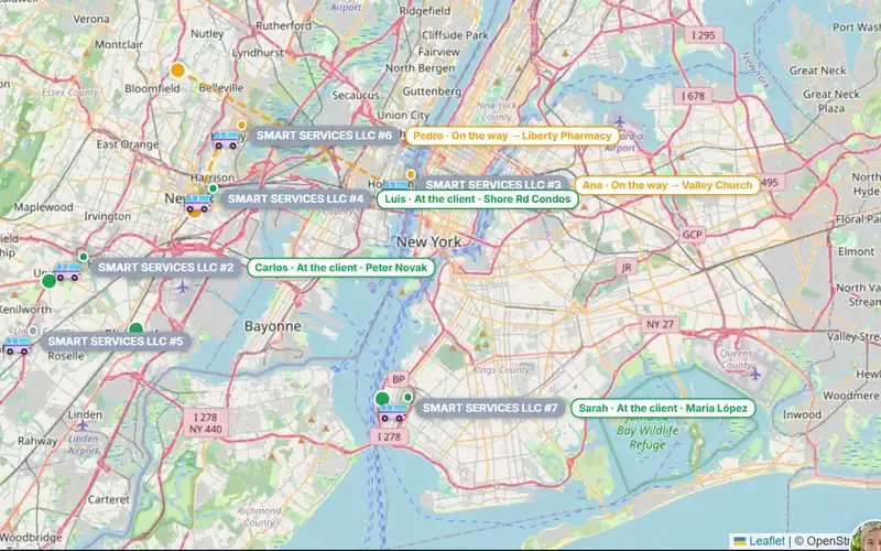 BLUGGI live map of the team